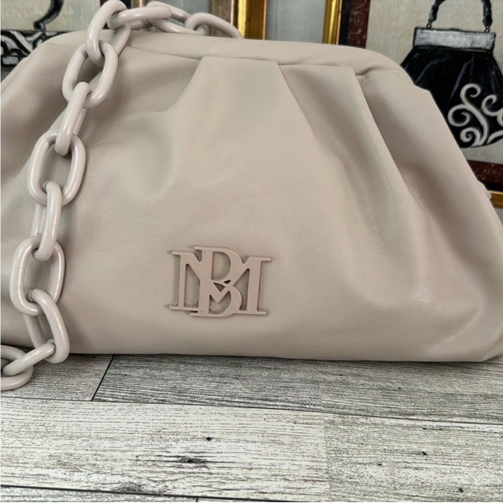 Badgley Mischka Cream Ruched Shoulder Bag/Clutch NWOT